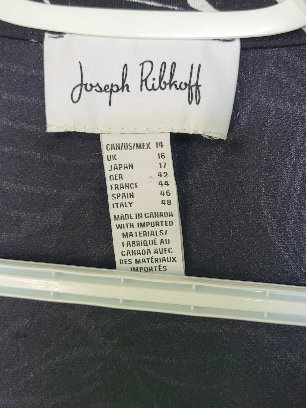 Joseph Ribkoff Open Blazer 14 Black And White Print Long Length Classic Elegant - Picture 2 of 6